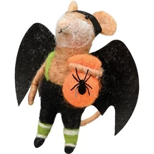 Primitives by Kathy Halloween Bat Mouse Felt Critter Ornament Gift Fall Decor
