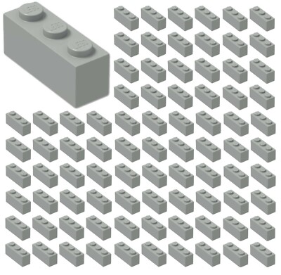  100x NEW LEGO 1x3 LIGHT BLUISH GRAY Bricks Wall Starwars City Town Building 