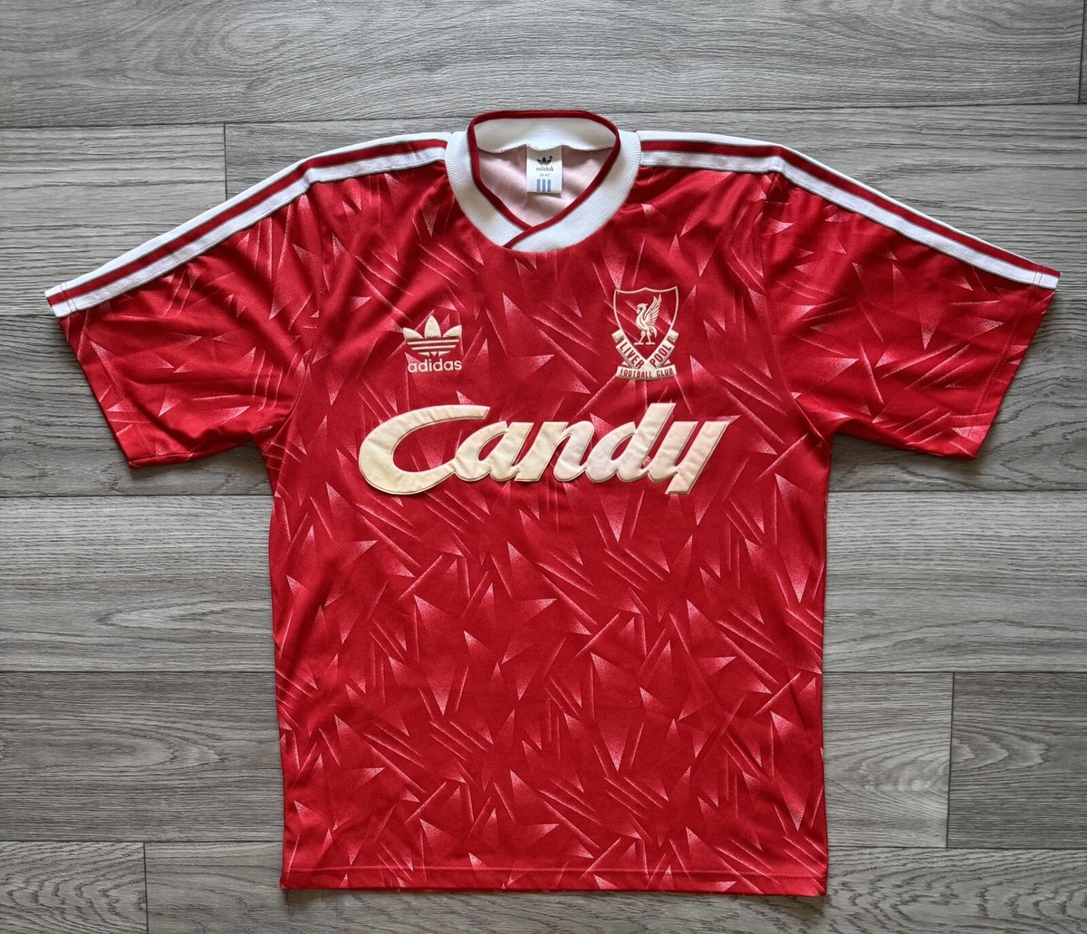 Liverpool Candy  Shirt Lサイズ LIVERPOOL 1989/91 HOME SHIRT FOOTBALL SOCCER JERSEY ADIDAS MENS