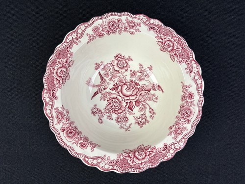 Crown Ducal Bristol rosa rot 8,25" Gemüse Servierschale Blumen & Vögel sehr guter Zustand - Bild 1 von 15