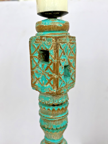 Antique Wooden Paga Leg Candle Holder Stand Original Old Hand Carved - Picture 2 of 13
