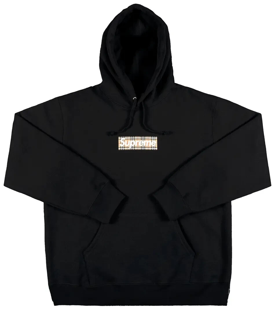 ✨ Supreme 22SS Burberry Box Logo Hooded✨ SS22 SUPREME X BURBERRY BOX LOGO HOODED SWEATSHIRT HOODIE BLACK