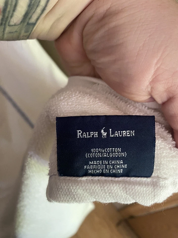 Toalla de playa blanca vintage Ralph Lauren Polo Sport 35" x 62" - rara Foto 3 de 4