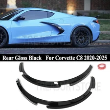 For Corvette C8 2020-2025 Rear Gloss Black Fender Flares Extensions Wheel Trim