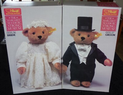 Steiff Bride, 0155/36 and Groom, 0155/37, Mint, Circa 1988