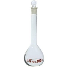 100ml Volumetric Flask, 3.3 Boro Glass, Ground Stopper, Karter Scientific