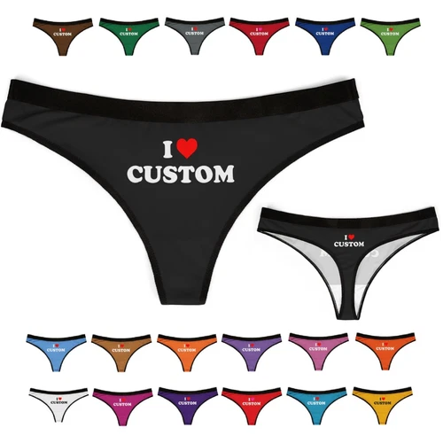 I HEART LOVE CUSTOM TEXT NAME LOVE VALENTINE WOMEN'S UNDERWEAR PANTIES THONG