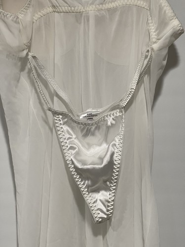 Linea Donatella Ivory Sheer Babydoll Nightgown & Thong 2pcs Set Size M NEW - Picture 5 of 5