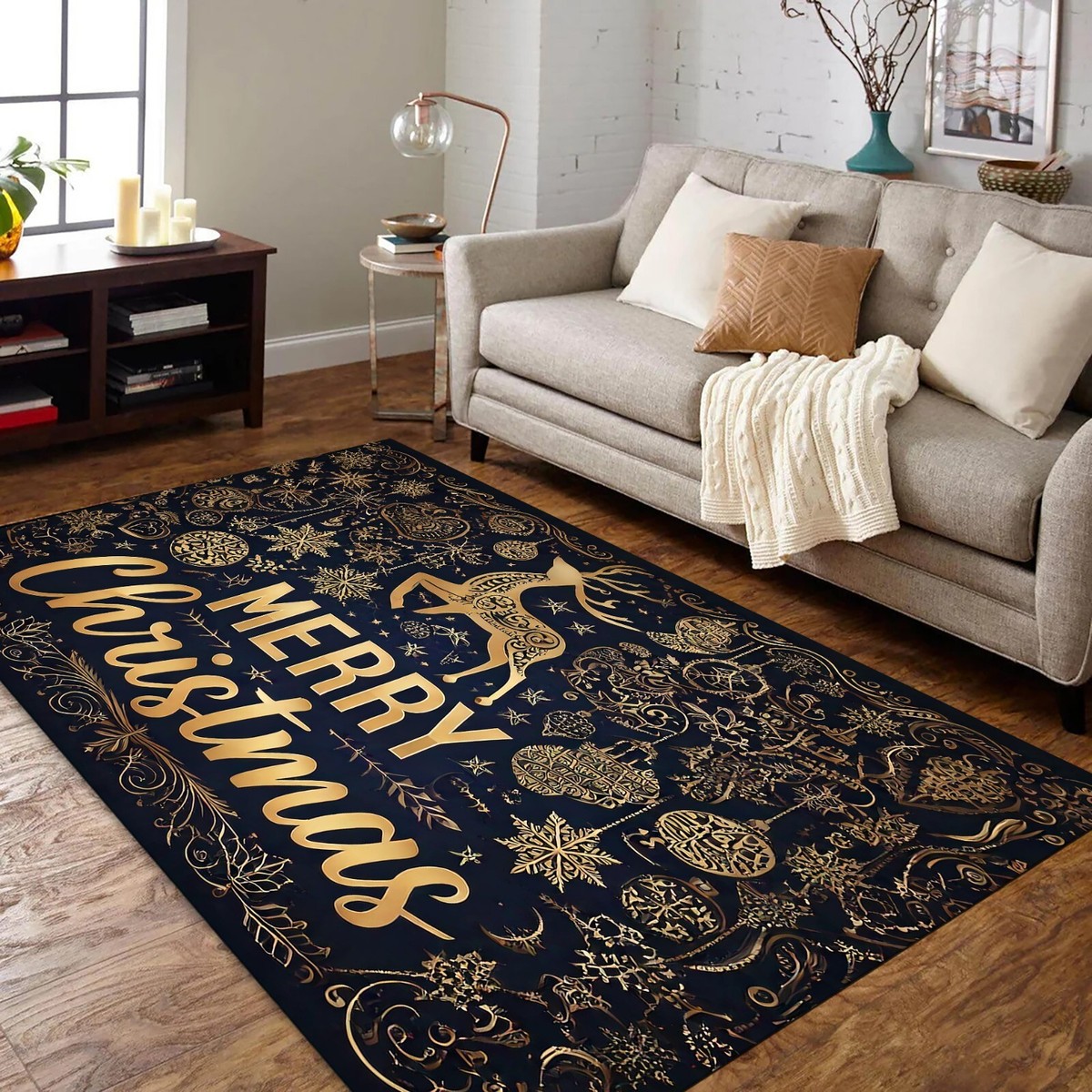 Large Christmas Rugs Merry Christmas Carpets 3D Large Floor Mats For