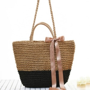 lined straw tote bolsa