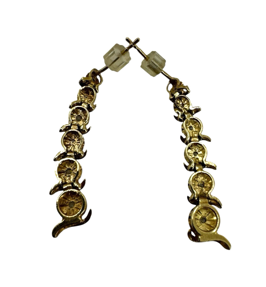 Solid 10K Yellow Gold Diamond Drop Dangle Earrings - image 5