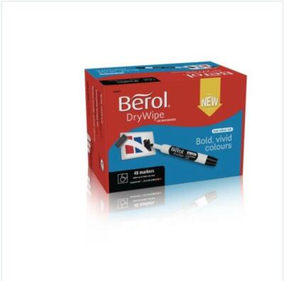 Berol trocken abwischbarer Whiteboard-Marker mit Keilspitze - schwarz 48 Stück
