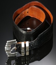 James Reid LTD Santa Fe Sterling Silver Belt Buckle Lizard 129.68 grams Size 34