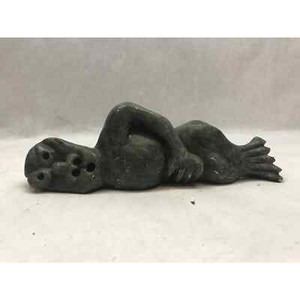 Edvard Lundegaard inuit soapstone sculpture interesting man walrus marked 693/84