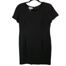 Jaqueline Ferrar Womens VINTAGE Basic Black Midi Dress Back Zip Size 12P