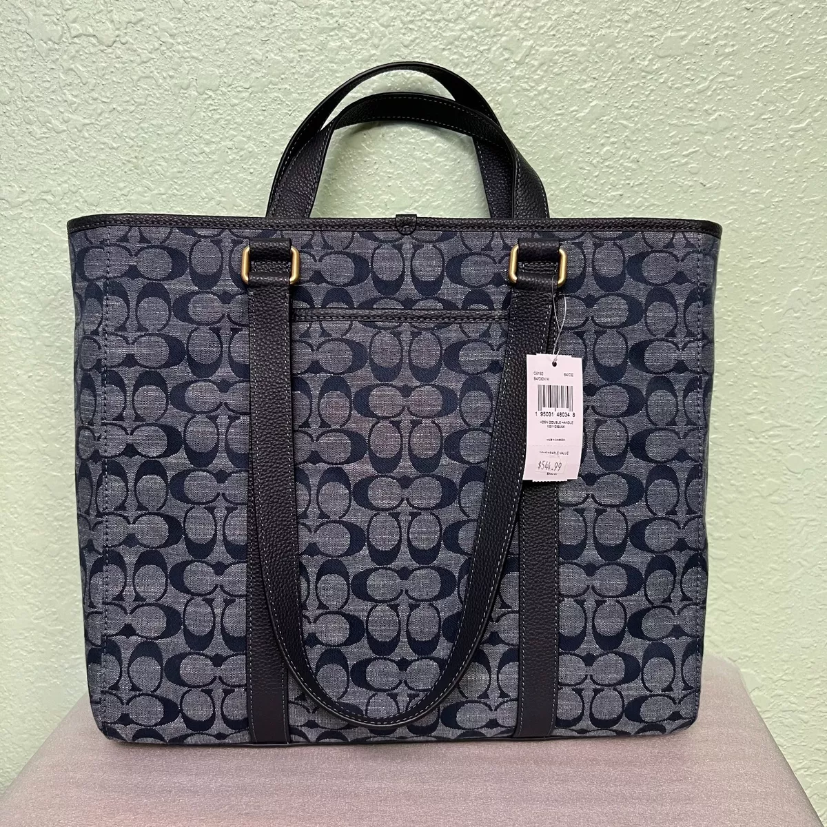 NWT COACH Hudson Double Handle Tote In Signature Chambray c8182
