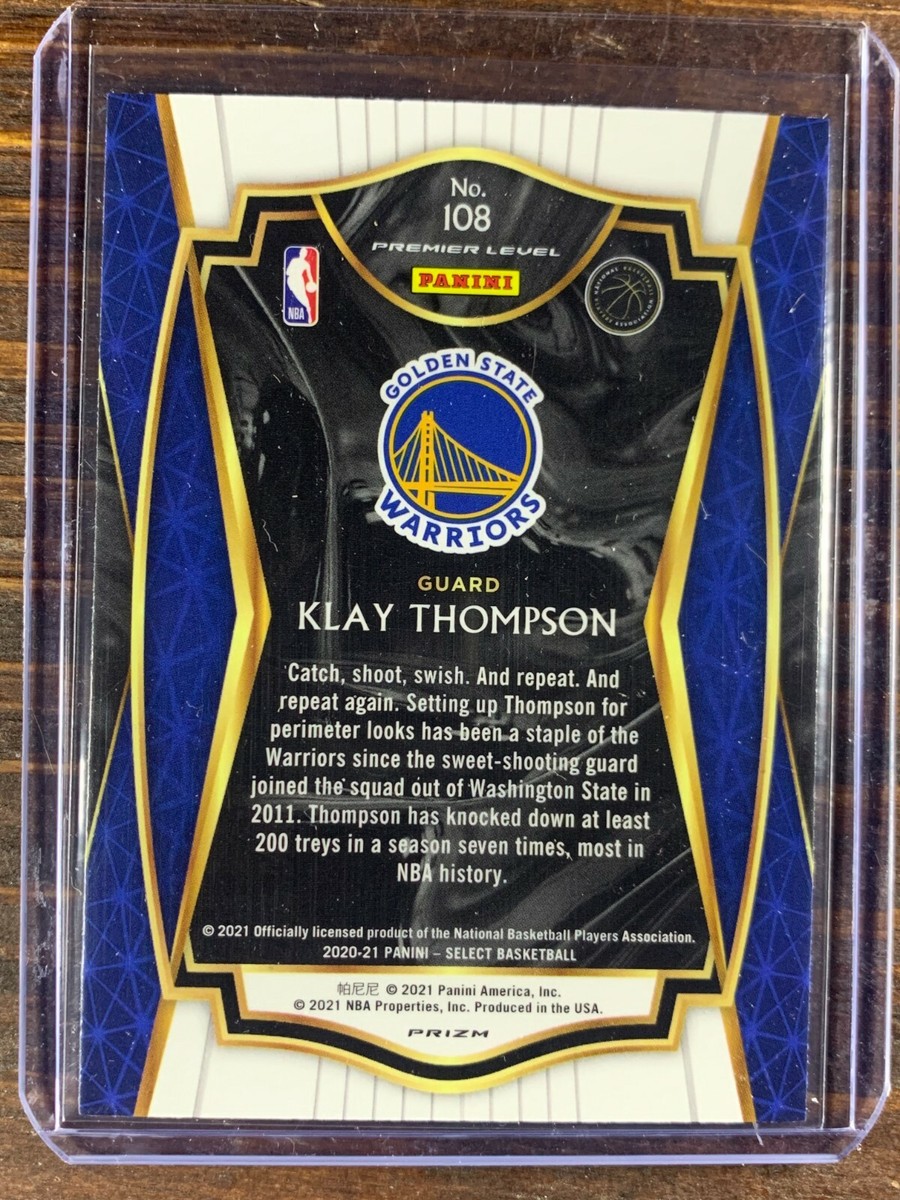 Klay Thompson Basketball Card #108 Panini Select Silver Prizm