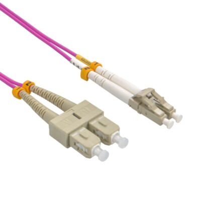 2m LC/UPC SC/UPC OM4 Multimode Duplex Erika Violet Fiber Optic Patch Cable