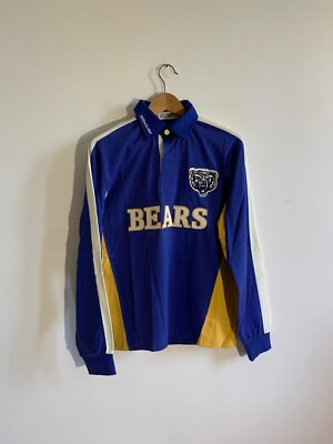 Mud & Glory Langarm Poloshirt Mod. Bären. Größe L. 100% Baumwolle. Farbe Blau