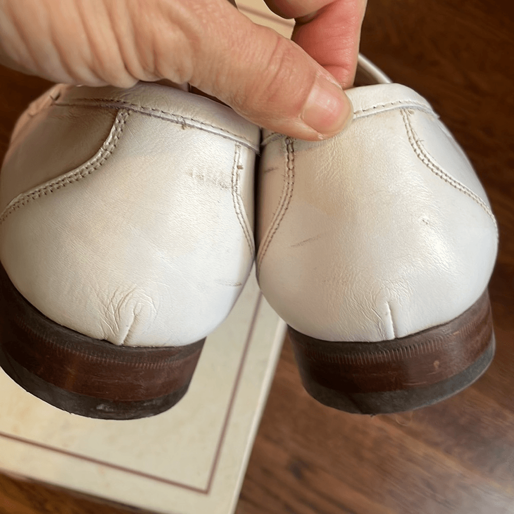 E.T. Wright Woven Vamp white leather slip on loafers with  display picture 2