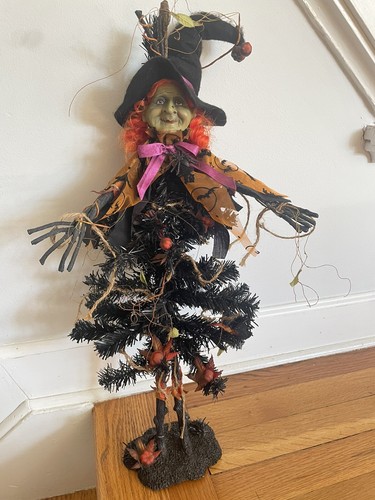 Vintage Unique Witch Halloween Christmas Tree Resin Unusual 22 Inches Tall Weird