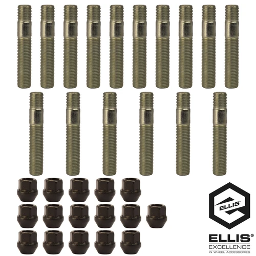 M14 x 1.5 Stud Conversion Kit for Renault 16x 80mm Studs + Black Nuts
