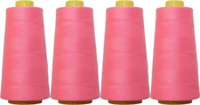 4 BIG CONES NEON FLAMINGO SERGER SEWING THREAD 2750 YD TEX 27 40S/2-THREADART