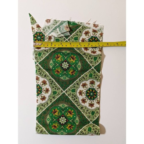 Vintage 60s Floral Medallion Barkcloth Remnants, Green Home Decor Fabric - 第 8/10 張圖片