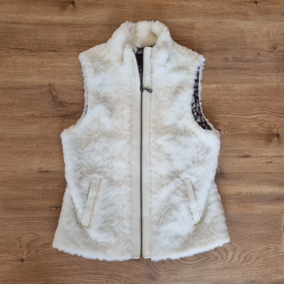 Wayne Cooper Cream Faux Fur Vest Jacket - Size 12 - image 2 of 4