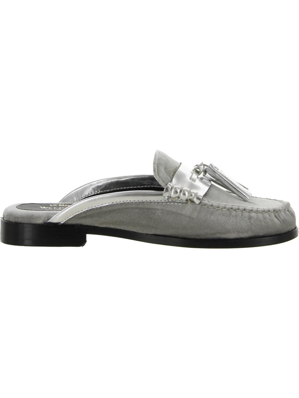 Женские шлепанцы G.H. BASS с круглым носком на блочном каблуке, украшенные серебряной кисточкой и ивой, без шнуровки, 6,5 М