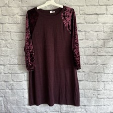 PREOWNED GAP MAROON VELVET SLEEVE DRESS WOMENS SIZE XL 