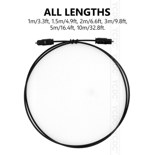 Toslink Optical Cable Digital Audio Sound Fiber Optic SPDIF Cord Wire Dolby DTS - Picture 3 of 10