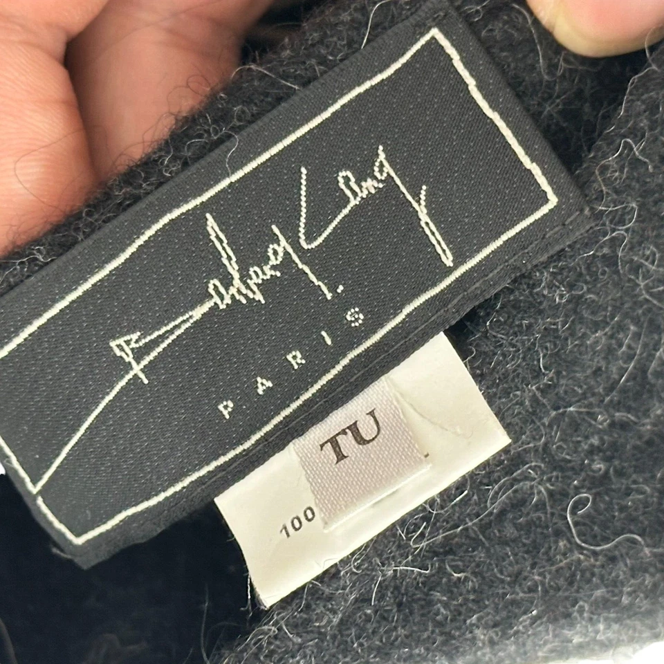 Vestido túnica Barbara Lang Paris negro gris 100 % lana de gran tamaño Lagenlook artístico OS Foto 4 de 4