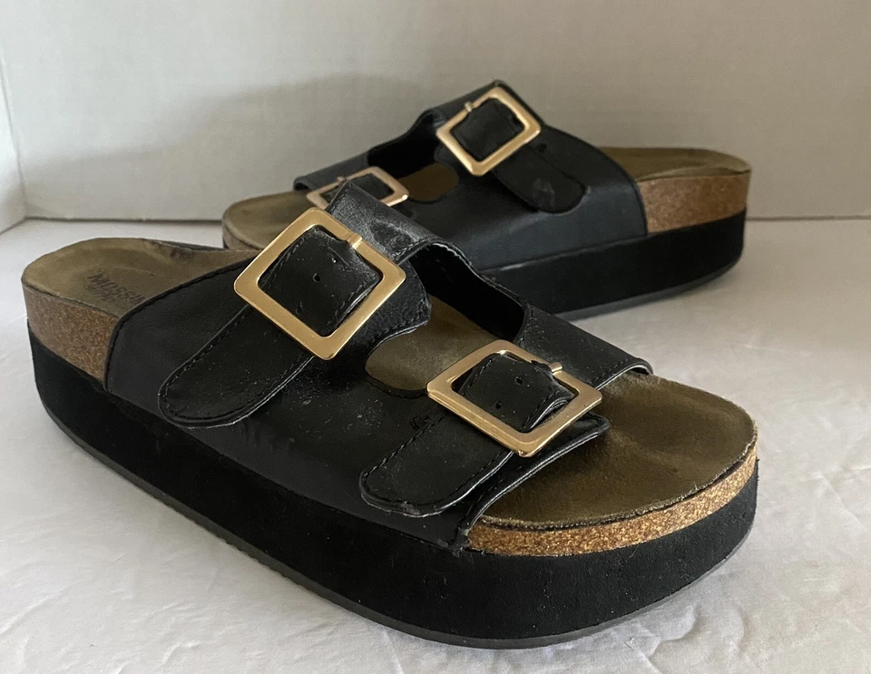 Mossimo Supply Co 黑色扣懒人凉鞋拖鞋带叉鞋垫女式 6 码 — 第 3/4 张图片