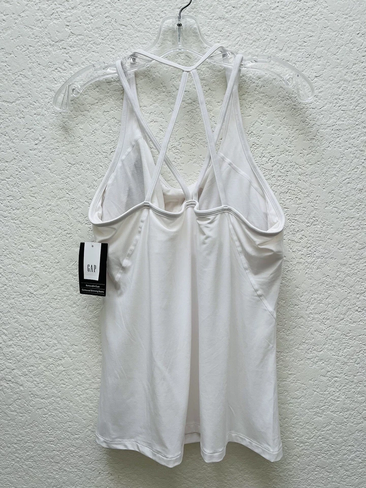 Camiseta sin mangas deportiva blanca clara GAP FIT a rayas para mujer talla XL Foto 2 de 4