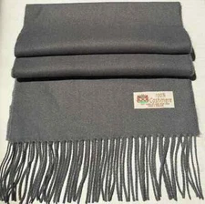 New 100% CASHMERE SCARF Solid Gray Made in England SOFT Wrap UNISEX