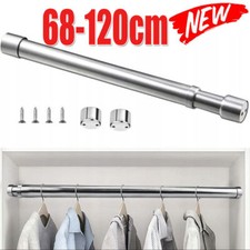 Wardrobe Rail and Fittings 68-120cm Stainless Steel Extendable Clothes Rail Pole