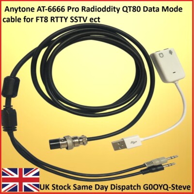 Data Mode Cable for Anytone AT-6666 Pro or Radioddity QT80 for FT8 RTTY SSTV ect