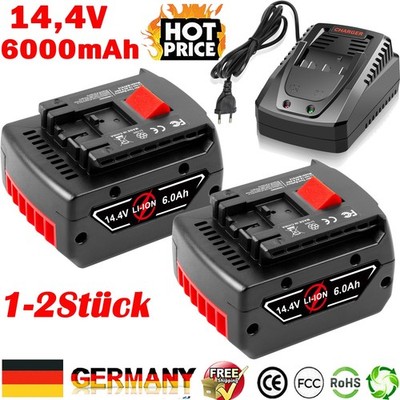 Akku Für Bosch 6Ah 14,4V Li-ion BAT607 BAT614 2607336318 GDR GSR GHO + Ladegerät