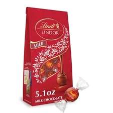 Lindt LINDOR Milk Chocolate Candy Truffles, Milk Chocolate 5.1 oz. Bag