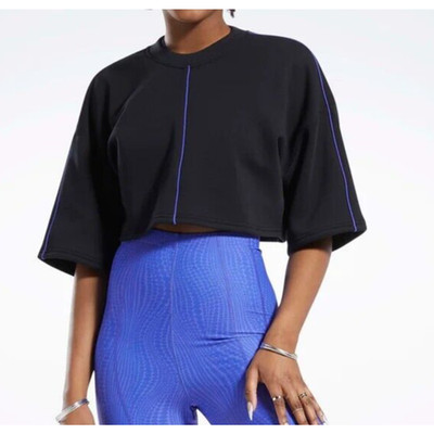Reebok X Cardi B Plus Size Cropped T-Sweatshirt Size 2X Black NWT