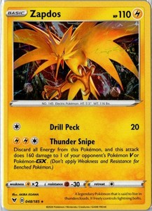 Zapdos 048/185 Holo Rare SWSH04: Vivid Voltage NM