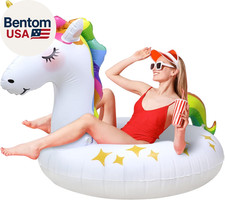 Unicorn Pool Floats, Inflatable Swimming Floats Tube Rings,Fun Beach Pool Floati