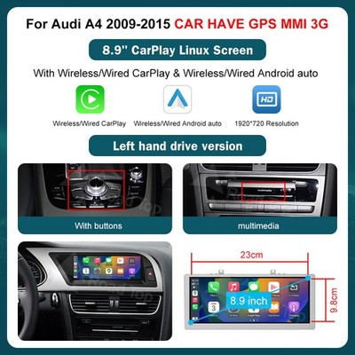 Wireless Carplay Autoradio Screen For Audi 2009-15 MMI3G Radio Stereo Multimedia