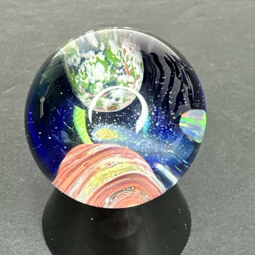 Contemporary Handmade Art Glass Marble 1.23" Planetary Space Opal Shooting Star! - Picture 3 of 10