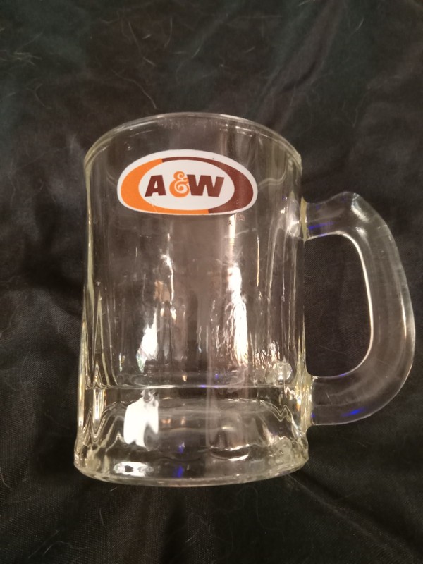 Childs A&W root beer mug vintage 3 1/8"  clear glass