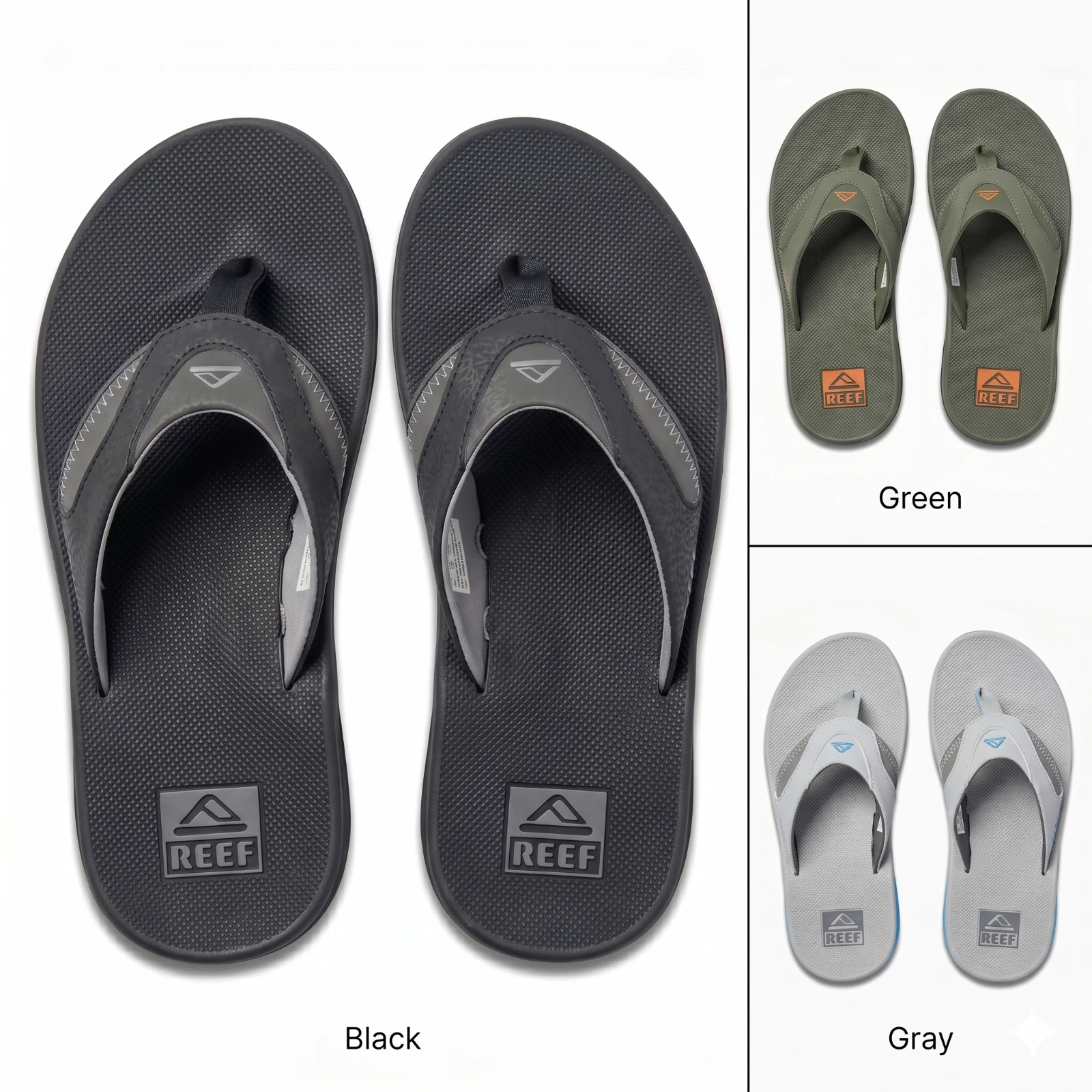 Reef Mens Cushion Fanning Flip Flops Water Friendly Comfort Beach Sandals New