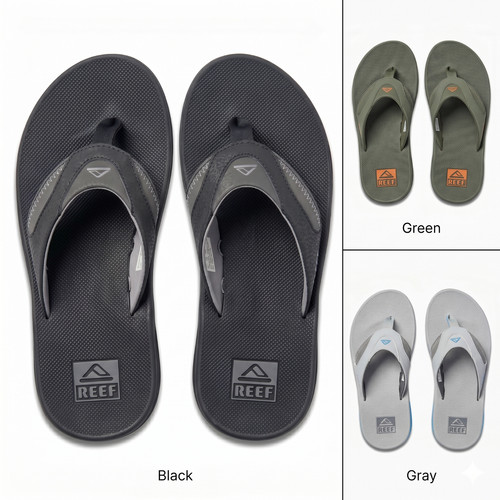 Reef Mens Cushion Fanning Flip Flops Water Friendly Comfort Beach Sandals New