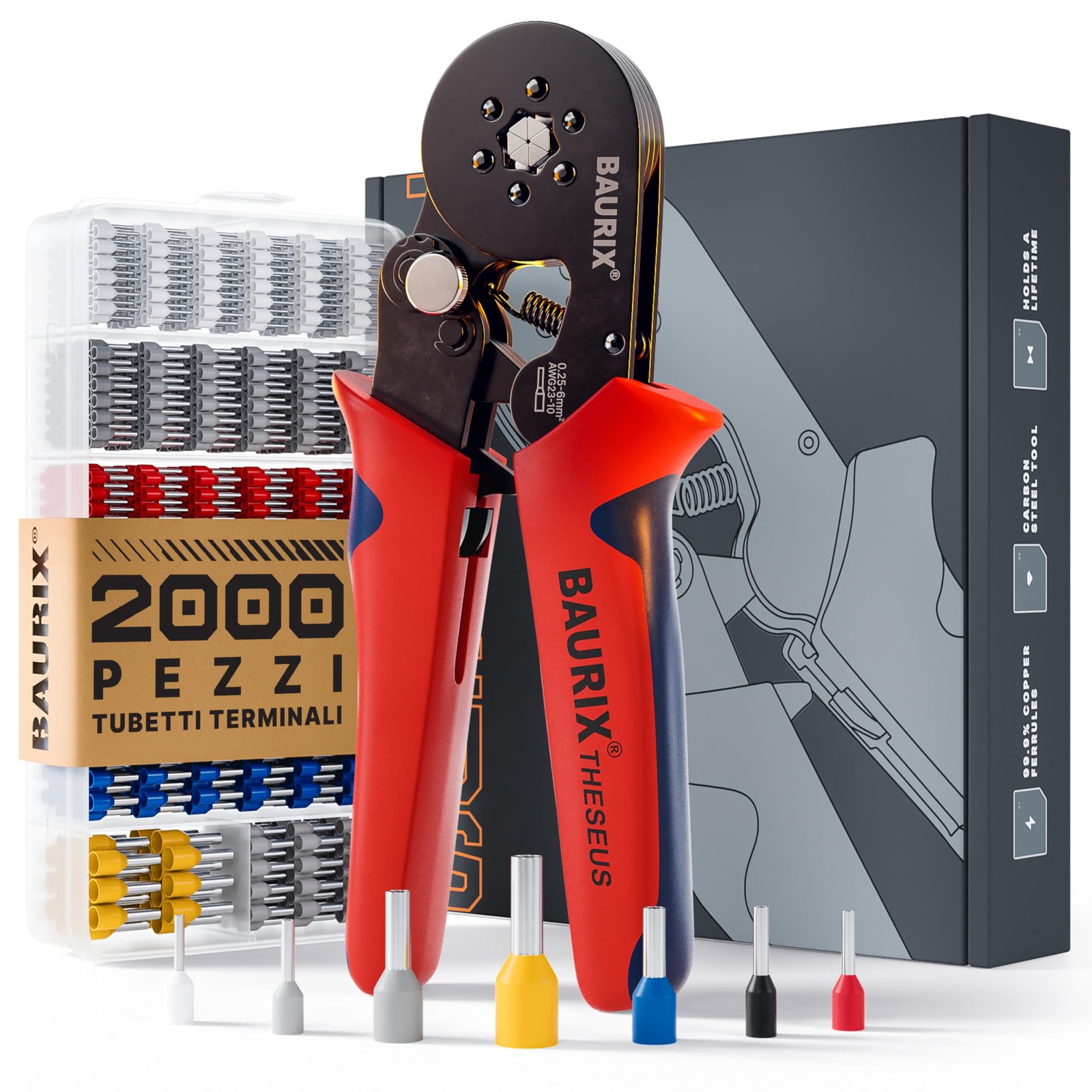 Offerta Kit Crimpatrice Esagonale + 2000 Capicorda Elettrici 0.25-6mm