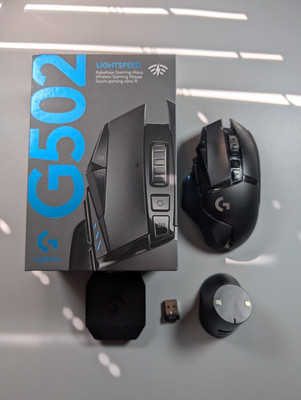 Logitech G502 Lightspeed Maus - Originalverpackt - mit Schlittschuhen und Tischladestation